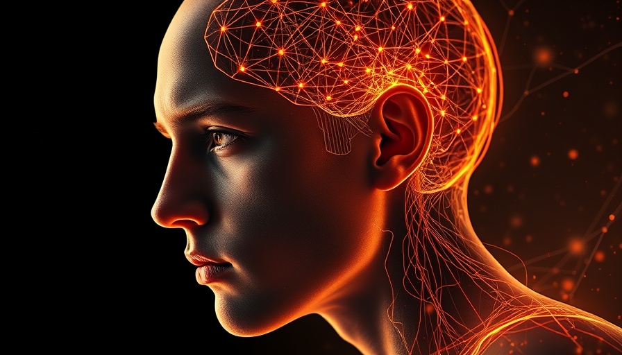Futuristic human with an enhanced intelligence, glowing neural network.