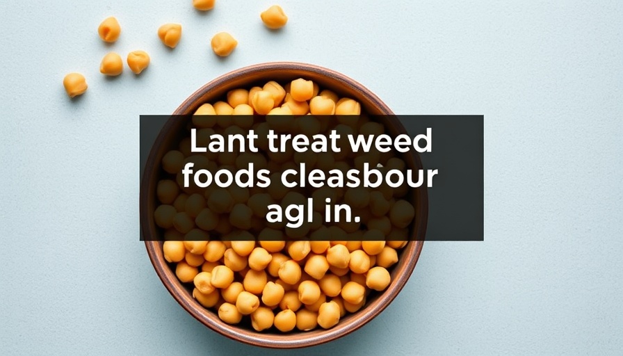 Chickpeas in bowl with text: 15 plant-based foods rich in iron