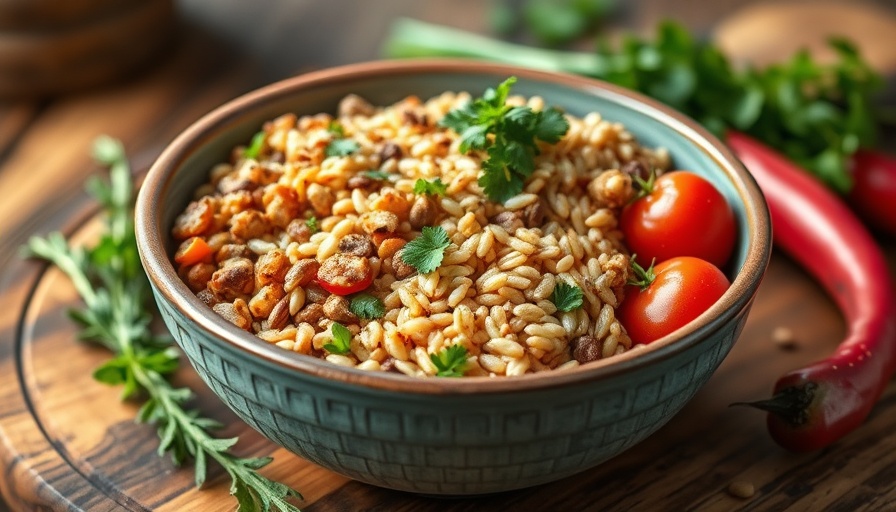 Anti-inflammatory diet meal with grains and vegetables in a bowl.