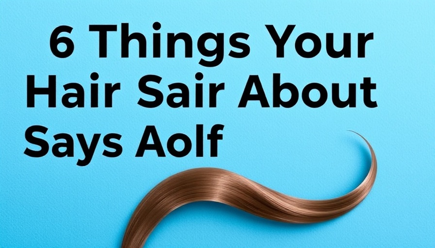 Text overlay with healthy hair strand on blue background.