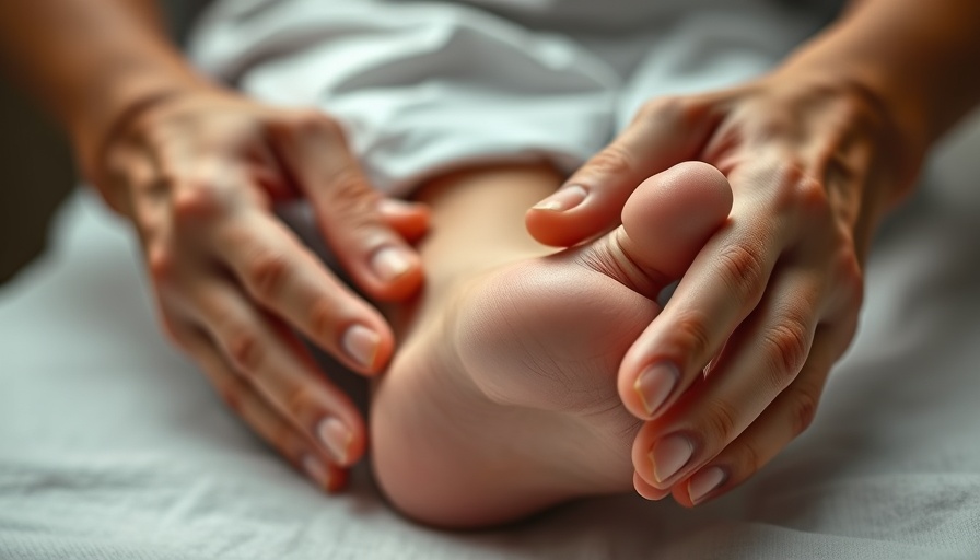 Therapist supporting foot during acupuncture for foot drop management.