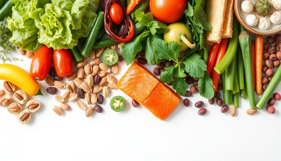 DASH Diet Benefits: Colorful food arrangement showcasing healthy eating.