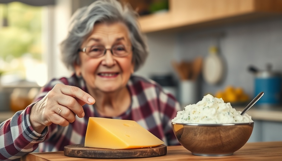 Older woman highlights best cheeses for seniors' health.