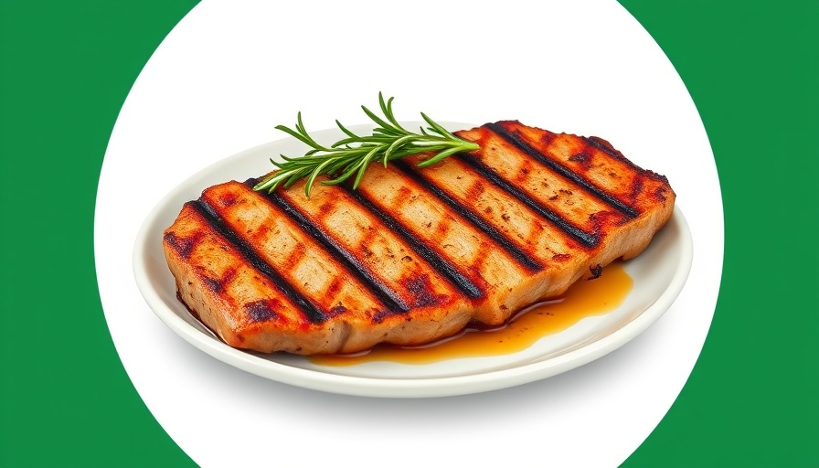 Is Protein Good for Heart Health graphic with grilled meat plate.