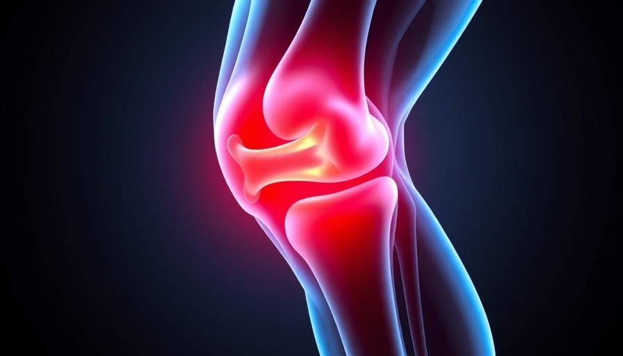 Medical illustration of knee showing osteoarthritis for routine x-rays.