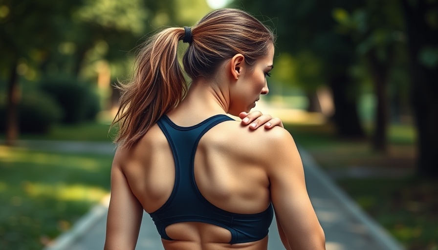 Woman experiencing muscle pain in a park, highlighting exercise benefits.