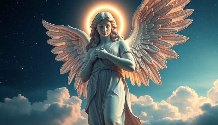 Messenger of God angel statue with ethereal glow