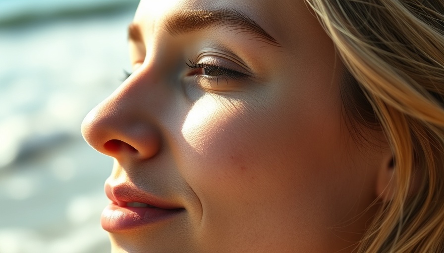 Woman enjoying sunlight for skincare routine on the beach