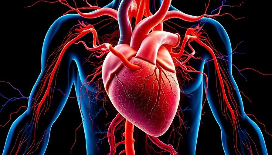 Anatomical illustration of human heart and circulatory system highlighting age disparities.