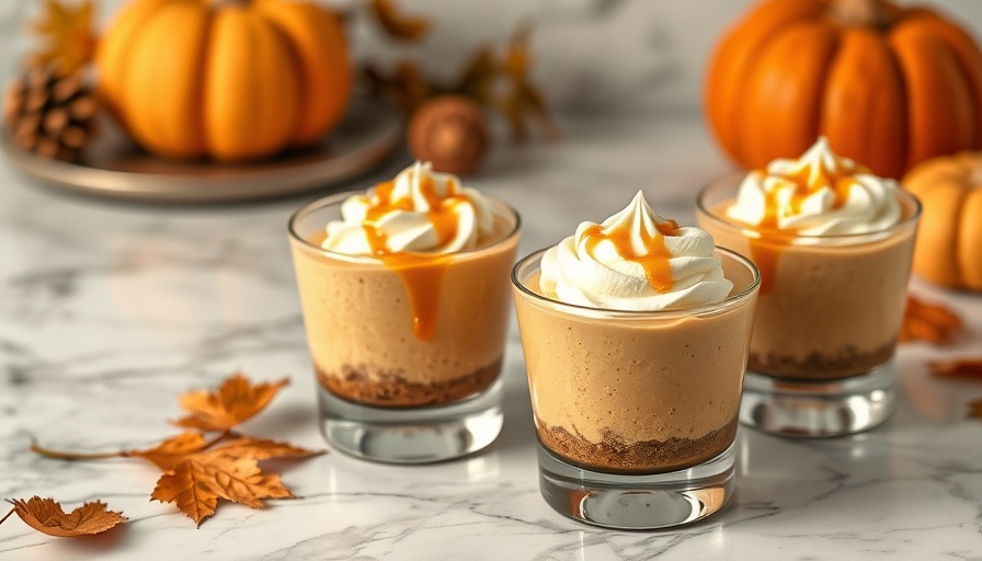 No-bake pumpkin cheesecake cups with whipped cream and caramel.