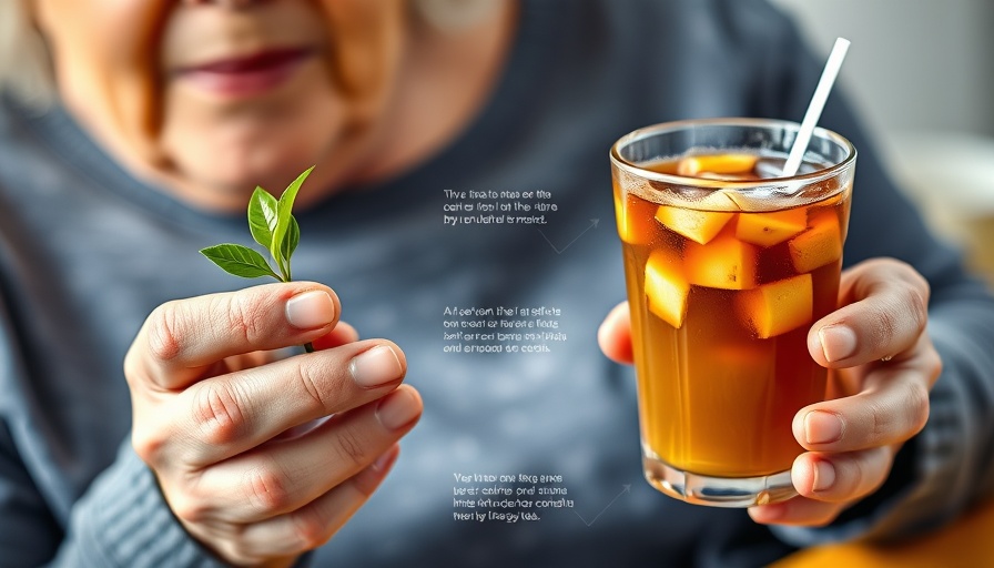Infographic of harmful coffees for seniors comparing green herbal tea and iced coffee.