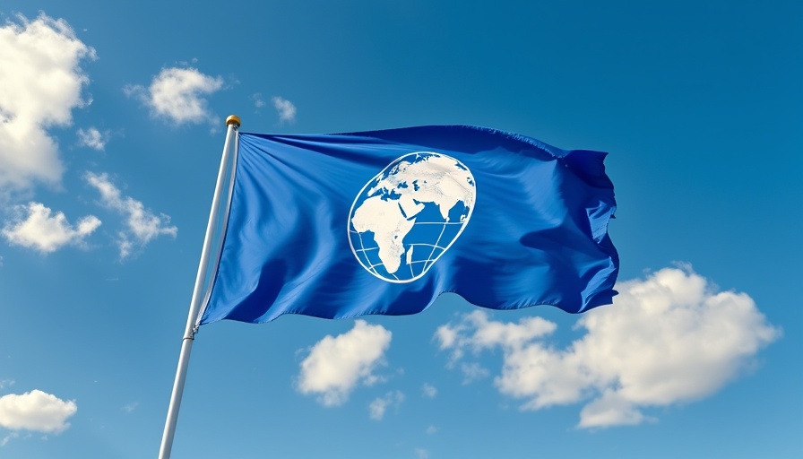 Earth flag meaning and significance: blue flag, white circles, sky background.