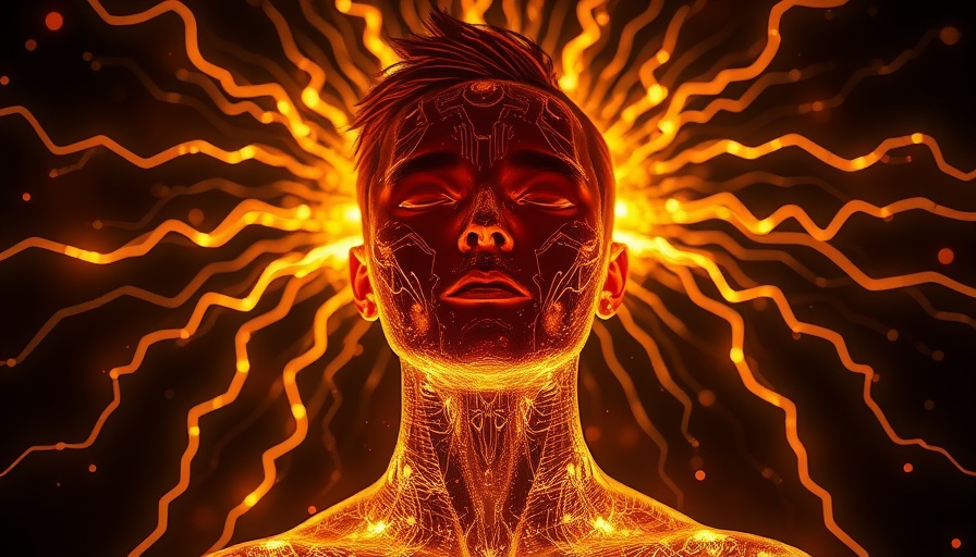 Radiant figure emitting positive energy waves.