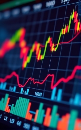 dynamic profittrends, engaging, highlighting changes over time, photorealistic, set against a backdrop of fluctuating market lines, highly detailed, moving lines and graphs, crystal clear, multicolor, backlighting, shot with a macro lens.