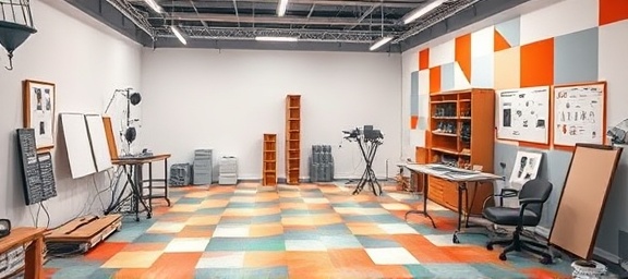 modern design system, conceptual, generating unique patterns, photorealistic, within a high-tech studio filled with digital sketchpads and 3D models, highly detailed, dynamic user interfaces, ultra-high resolution, vibrant colors, controlled studio lighting, shot with a 135mm lens.