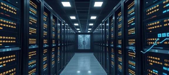 strategic system strategy, analytical, orchestrating complex algorithms, photorealistic, in a state-of-the-art data center with glowing servers, highly detailed, flowing data visualizations, super high-definition, monochromatic shades, subtle overhead lighting, shot with an 85mm lens.