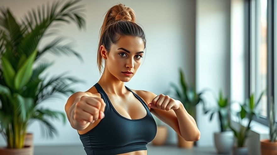Athletic woman in fitness pose, embodying healthy eating habits and overcoming diet anxiety.