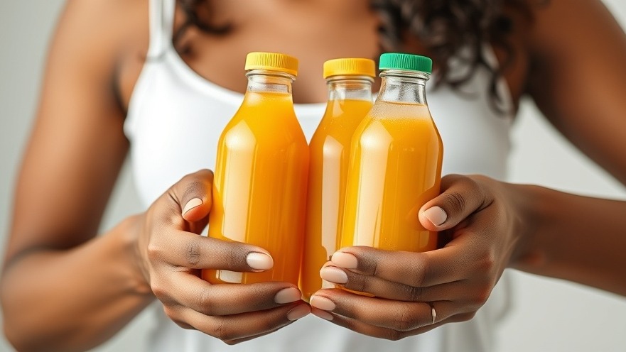 Black woman's hands holding organic juices, showcasing healthy eating for women.