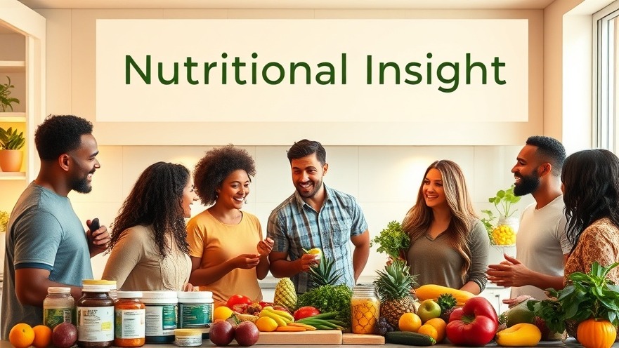 Diverse individuals discuss health testing for micronutrient deficiencies in a modern kitchen.