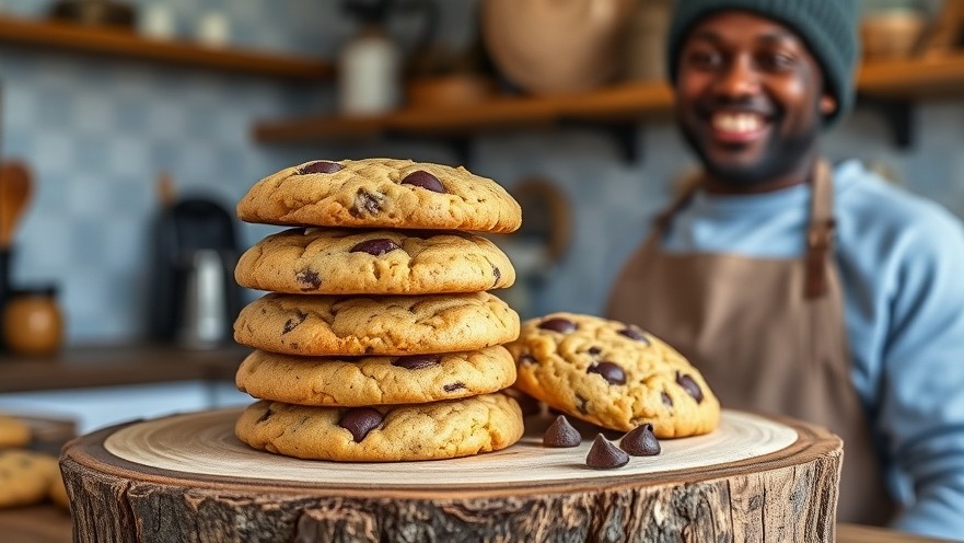 Moist chickpea cookies, a vegan dessert, with chocolate chips in a cozy kitchen.