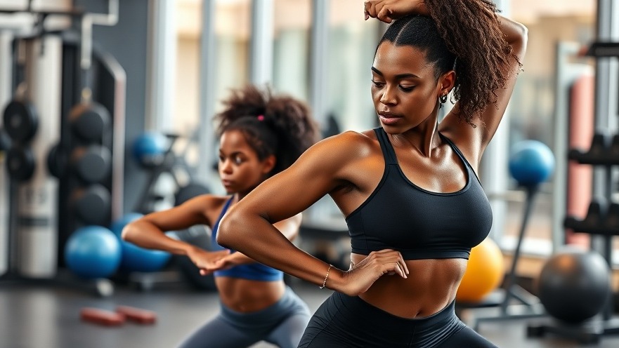 Focused Black woman and girl workout together, showcasing family fitness in a modern gym.