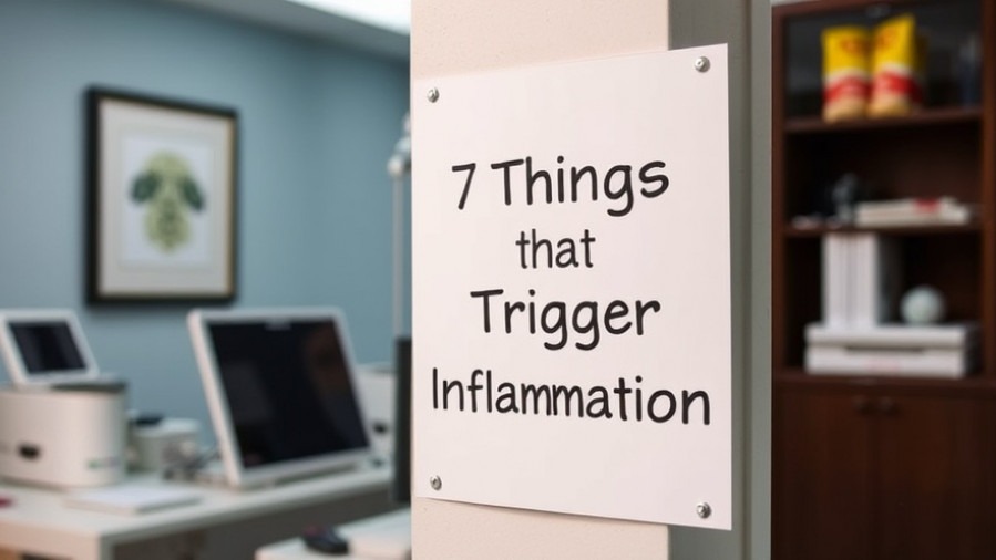 Sign at a doctor's office on triggers for inflammation linked to poor diet and stress.