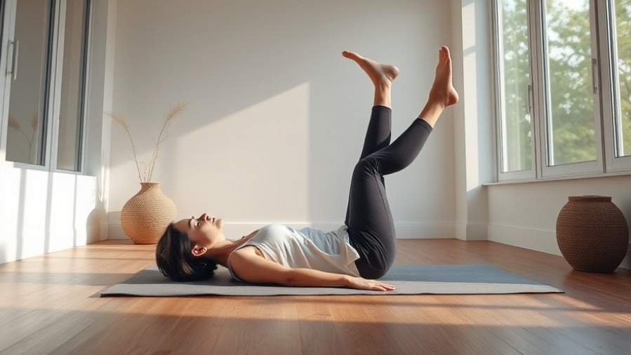 A person in legs-up-the-wall yoga pose, promoting mindfulness and stress relief.