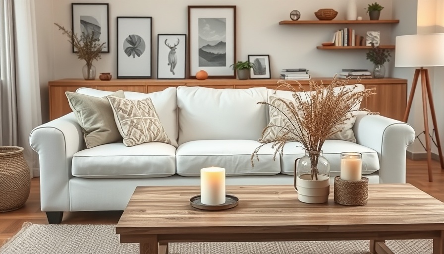 Cozy living room scene with hygge home decor elements.