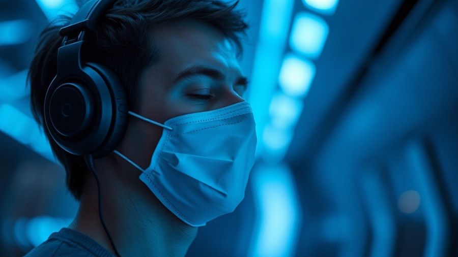 Man meditating with headphones in blue lighting for biohacking beginners.