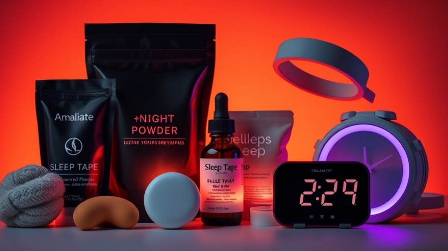 Variety of best sleep aids including powder, oil, tape, headband, and light clock.