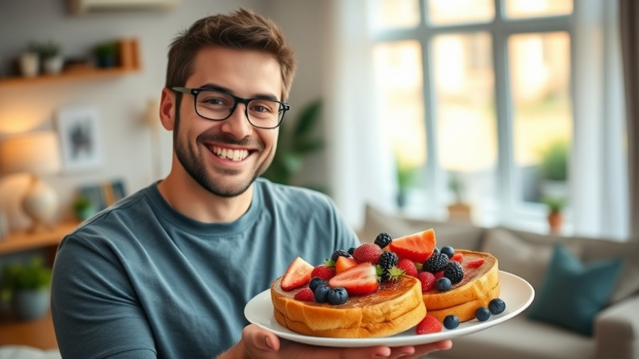 All-Natural French Toast plate presentation in a cozy living room.