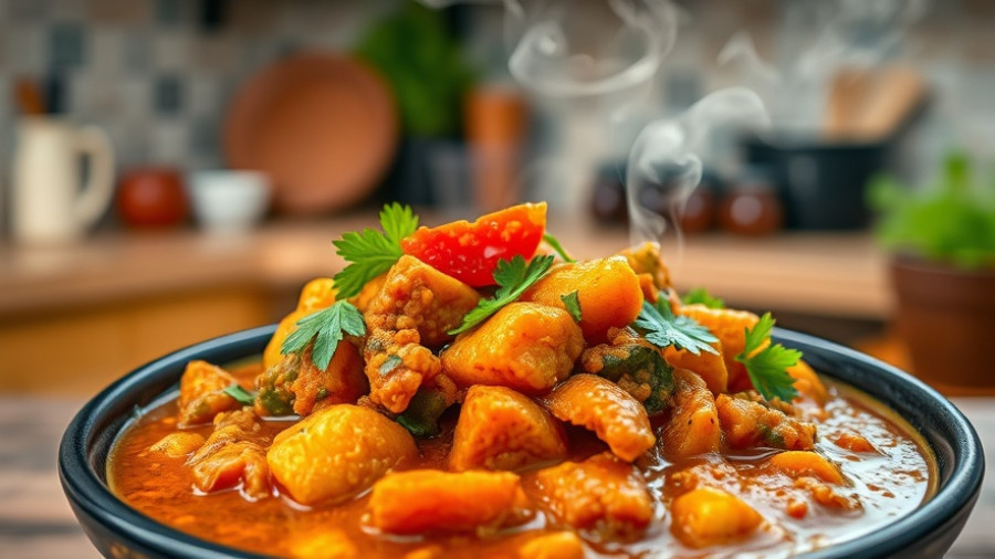 Vegan curry with lentils and chickpeas in a bowl.