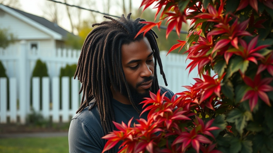Naturalite Family Cookbook: Man with dreadlocks in a garden examining red leaves.