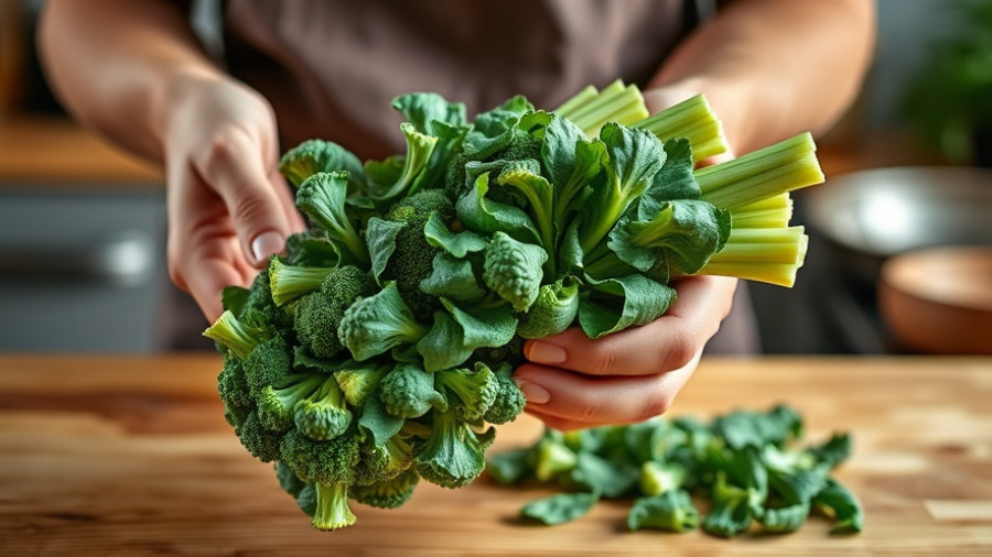 Healthy Eating with Chinese Broccoli preparation in kitchen.