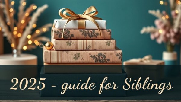 Gift guide for siblings featuring wrapped presents.