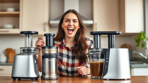 Nama J2 vs ADO juicer comparison in a kitchen setting.