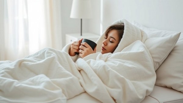 Cozy scene to combat seasonal depression, with person in blanket.