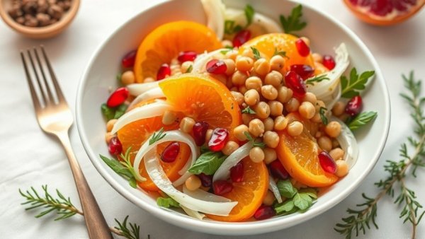 Colorful Mediterranean holiday salad with oranges and fennel.
