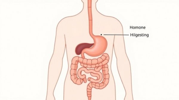 Illustration of digestion process and hormones, weight loss inquiry.