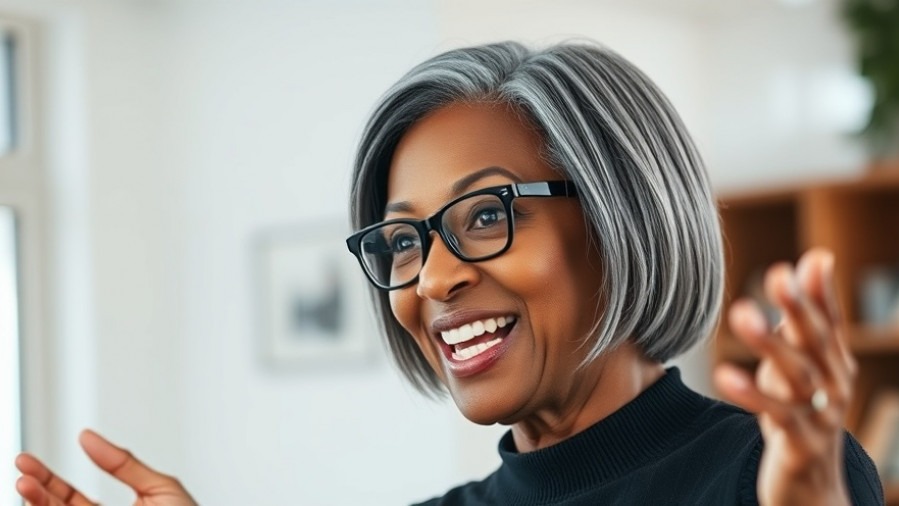 Confident Black woman promoting self-acceptance and community support in wellness for women.