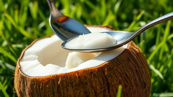 Close-up of a coconut being scooped with a spoon, suggesting short video content trends.