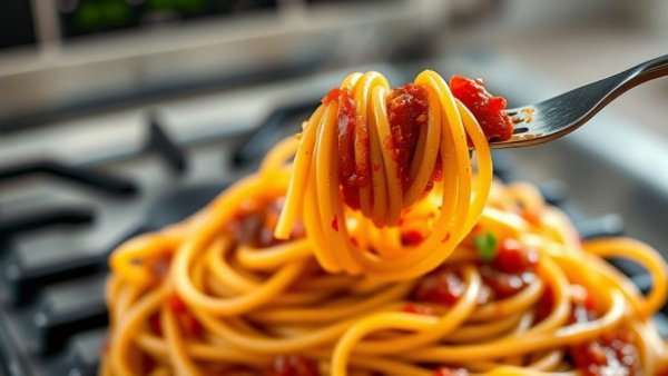 Delicious spaghetti with sauce being twirled on a fork, New Family Pasta Recipes.
