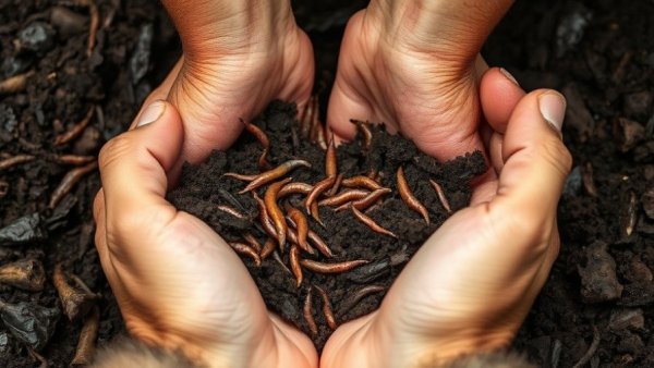 Hands in compost bin illustrating worm composting benefits.