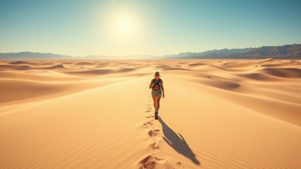 Woman hiking in desert landscape for solo travel inspiration.