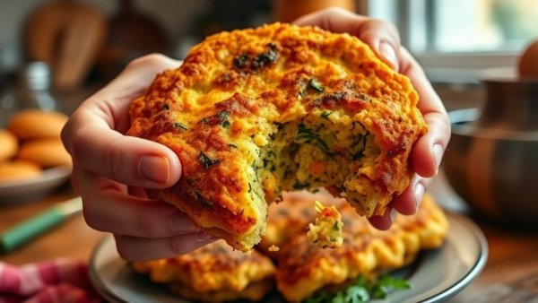 Greek zucchini patties with carrot torn apart, close-up.