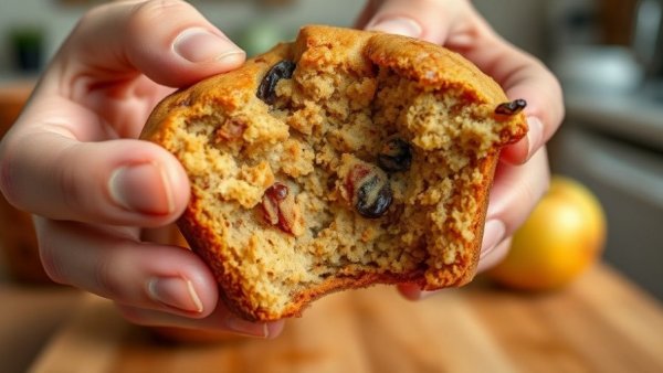 Close-up of applesauce muffins with Greek yogurt.