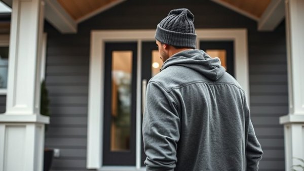 Man entering Airbnb in Colorado Springs glass porch.