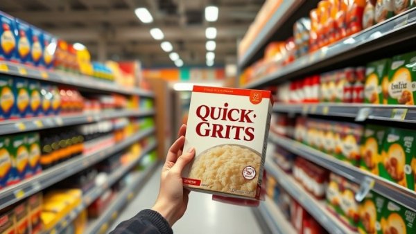 Switch to quinoa grits, person examines quick grits in store aisle.