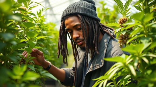 Young man gardening in greenhouse, everything we need is free.