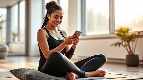 Woman practicing mindfulness, discussing yoga and mental health benefits